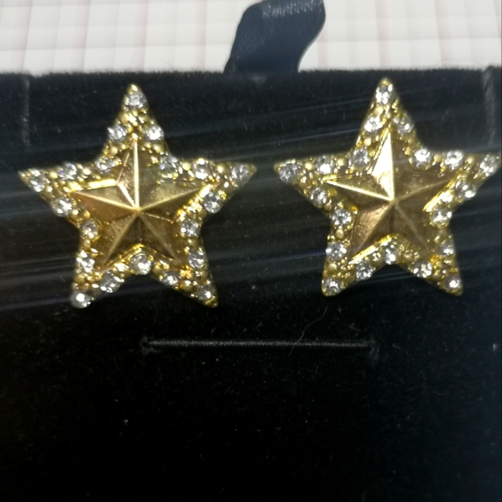 Golden Star Earrings with CZs